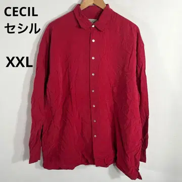 CECIL 세실 긴팔 셔츠 와플 느낌 레드 XXL 남성용 구제 의류