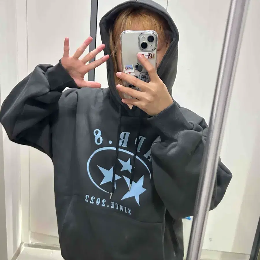 (원가 6.4) 에노시 에이프릴에잇 기모 후드티 차콜