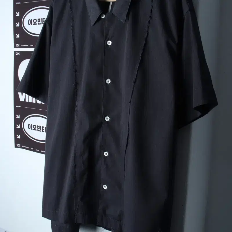 (L-XL) 홉스 반팔 카라 티셔츠 셔츠 남방 디테일-H35612