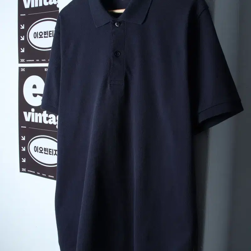 (XL) 유니클로 반팔 카라 티셔츠 네이비 무지 기본-H35642
