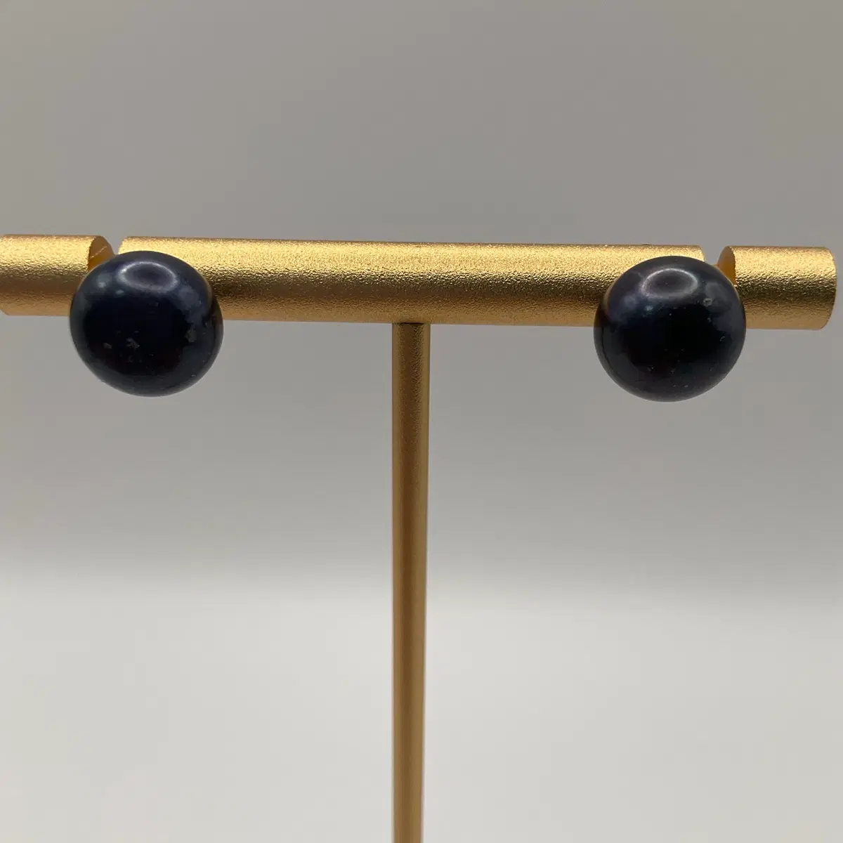 (새상품) 천연 흑진주 은귀걸이 9.7mm 왕진주