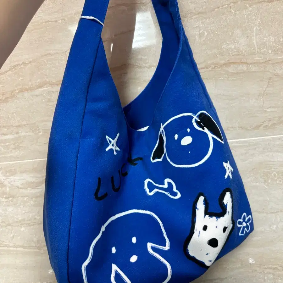 코발트블루 강아지 에코백