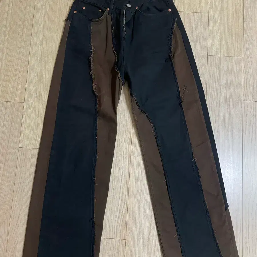 [3]라벨아카이브 컷오브진 청바지cut off spliced jeans black&brown