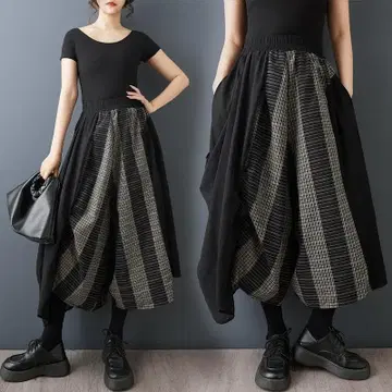 가을 루즈핏 새상품 와이드 팬츠 빅 사이즈 9부 기장 체형 커버 불규칙 여름