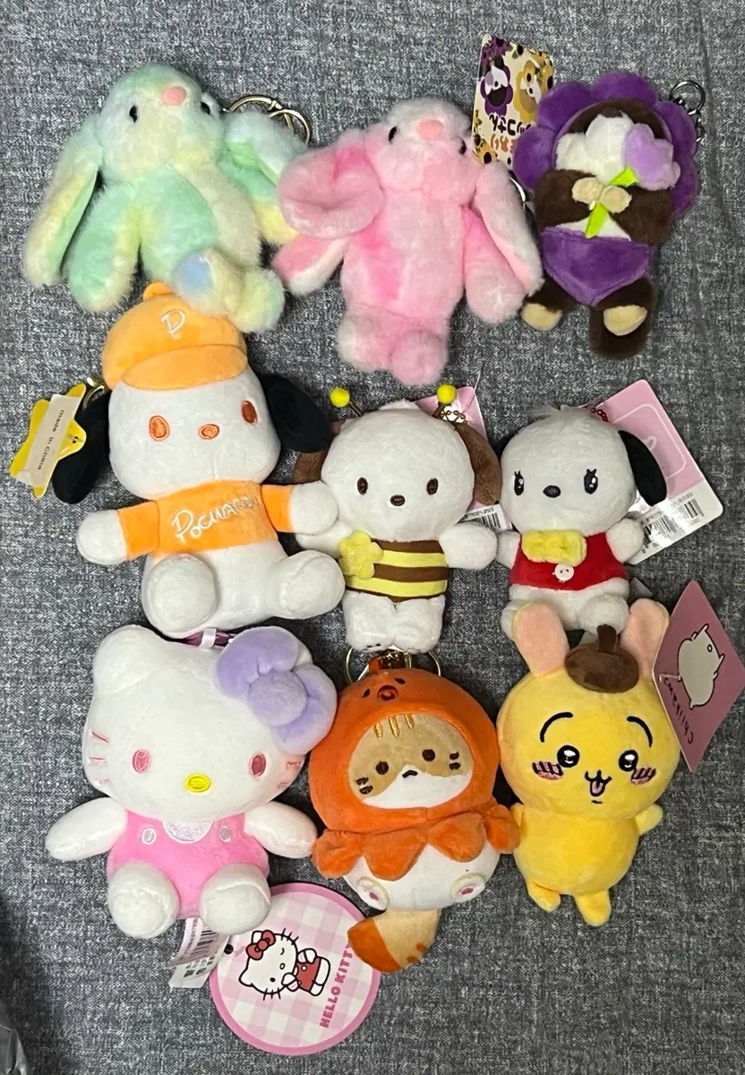 산리오 헬로키티 꿀벌 포차코 토끼 문어 타코 고양이 치이카와 우사기 인형