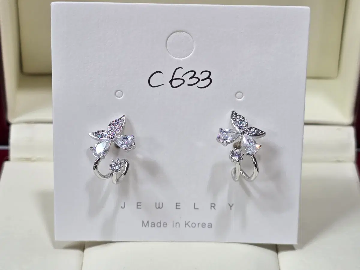 C633 주얼리 나비 귀걸이 925은침