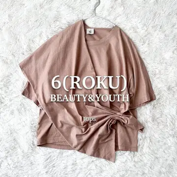 6 ROKU 로쿠 티셔츠 코튼 반팔 T셔츠 여름 베이지 K