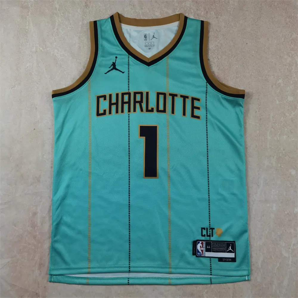 NBA 샬럿 호니츠 1호 라멜로 바우어 그린시티 버전 농구복 핫 프레스