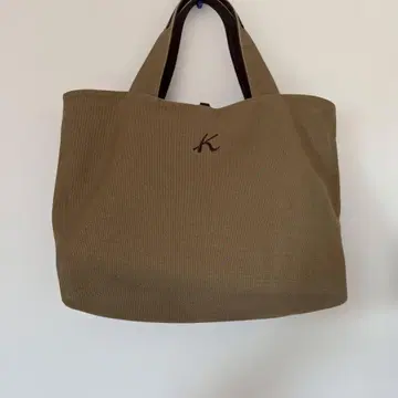 키타무라 리버서블 토트백 캔버스 나일론 자수 로고 브라운