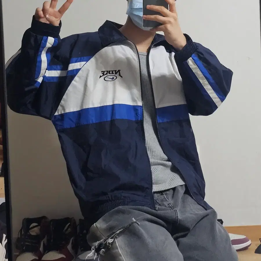 코르티스 L 나이키 90s 빅로고 올드스쿨 바람막이 자켓