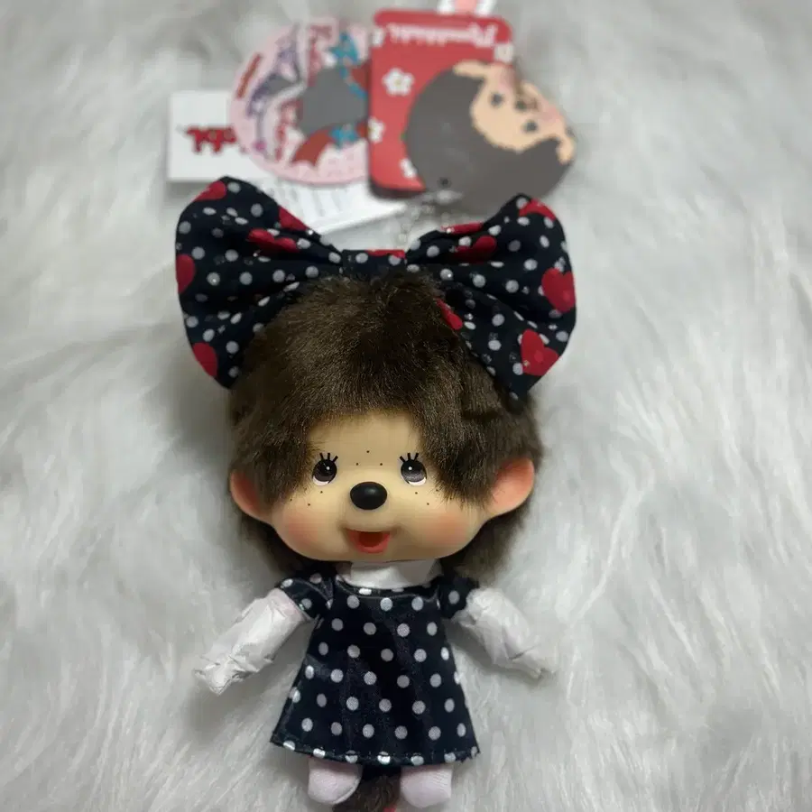 홍콩 몬치치 땡땡이 리본 대두 키링
