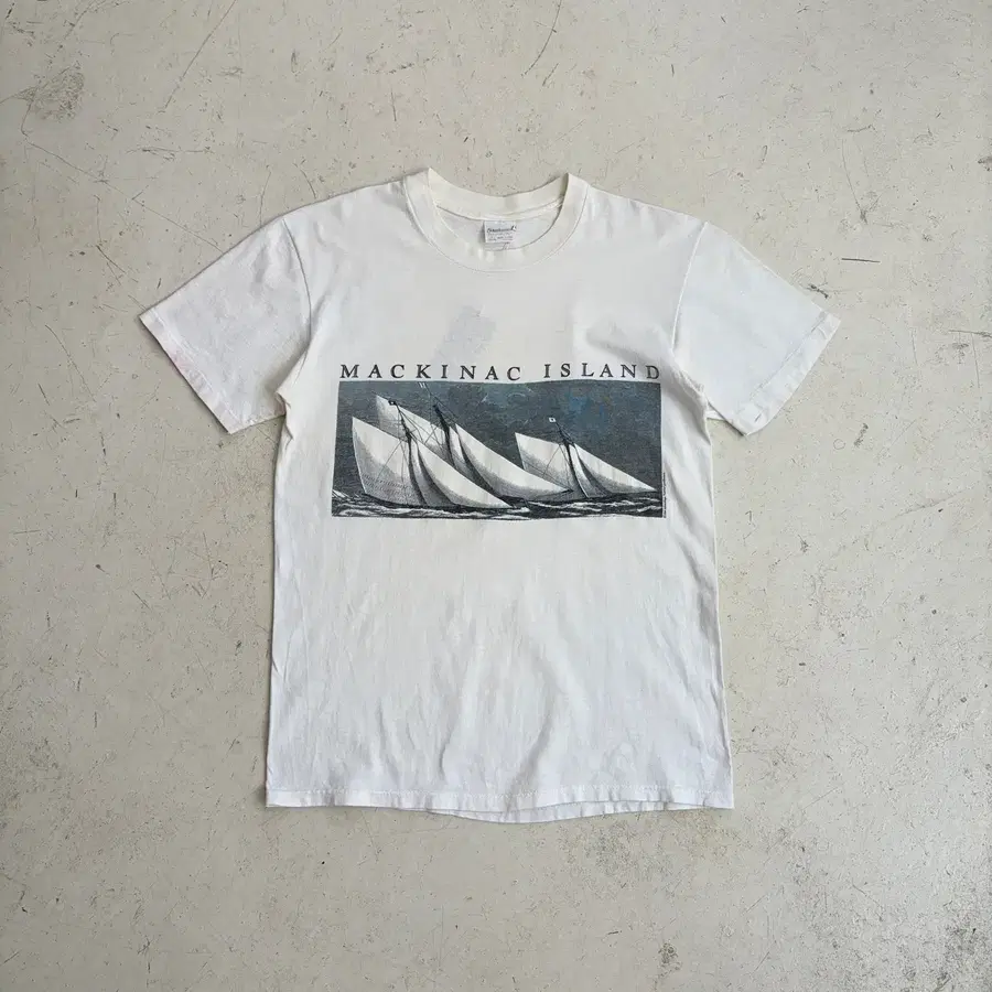 80s USA Mackinac Island 빈티지 싱글스티치 반팔티 M