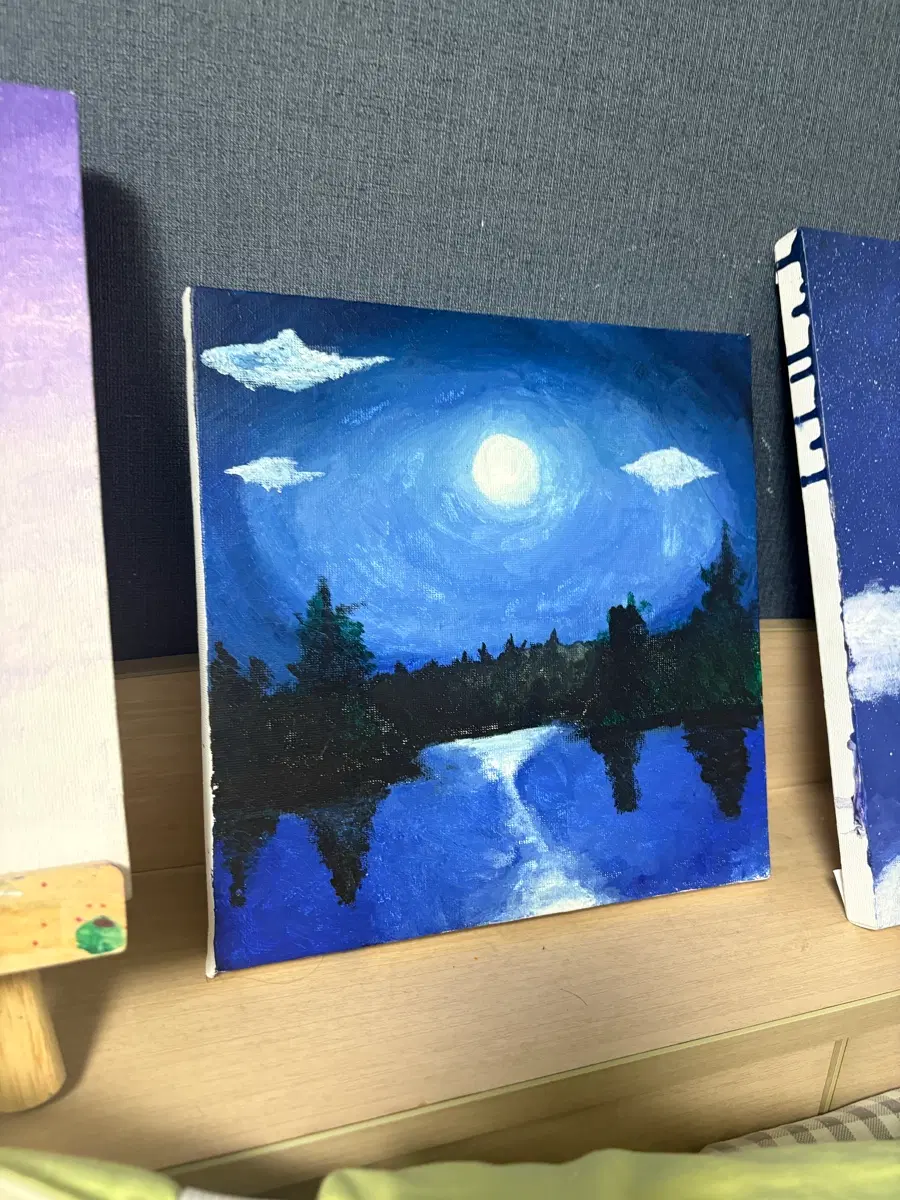 직접 그린 유화 밤하늘 풍경 그림