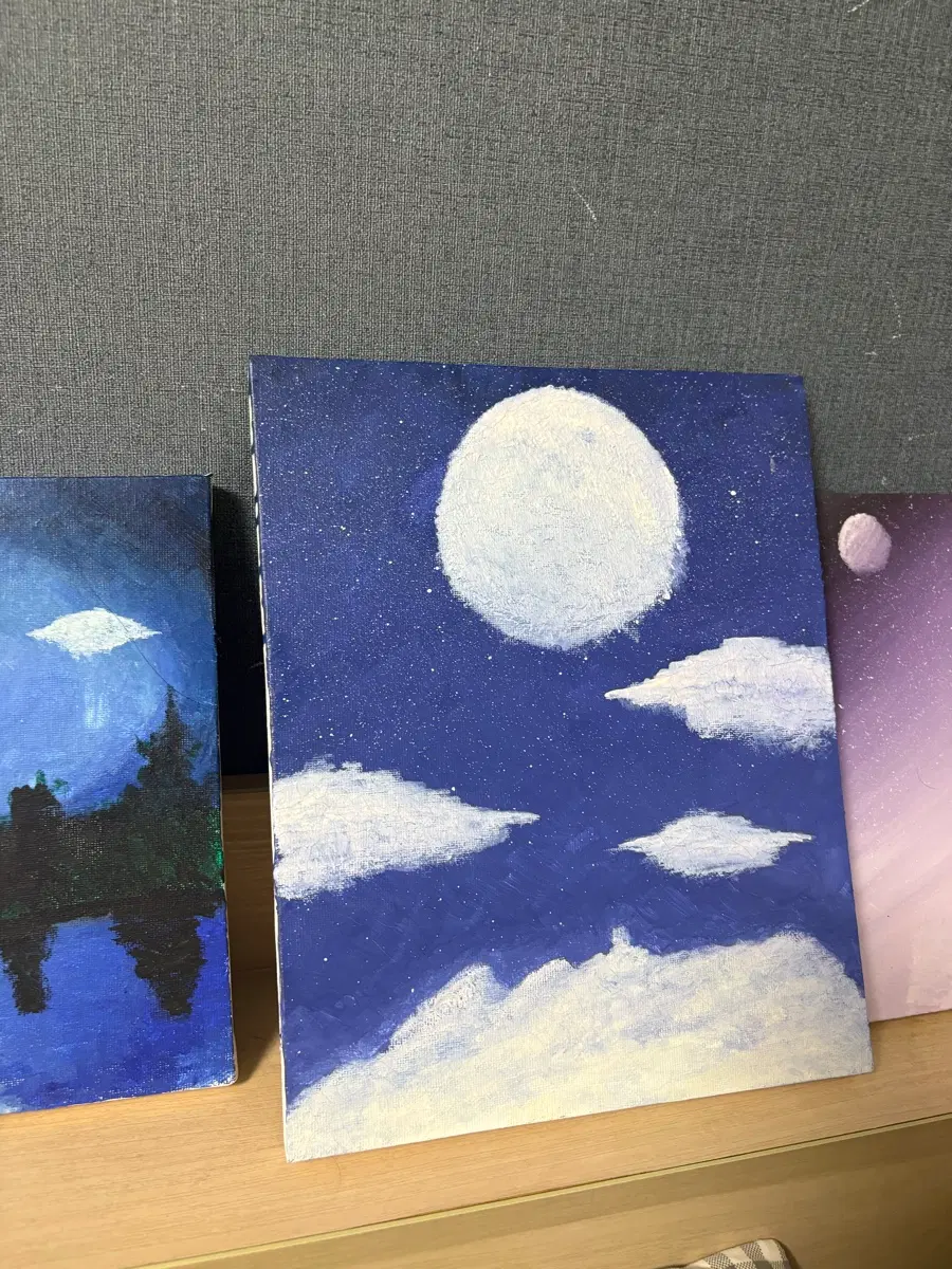 직접 그린 밤하늘 달 그림