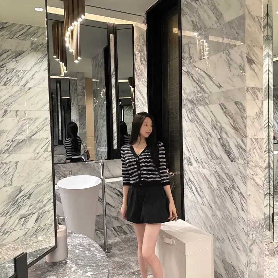 드벨라 쥬얼 스트라이프 7부 가디건 (수입)