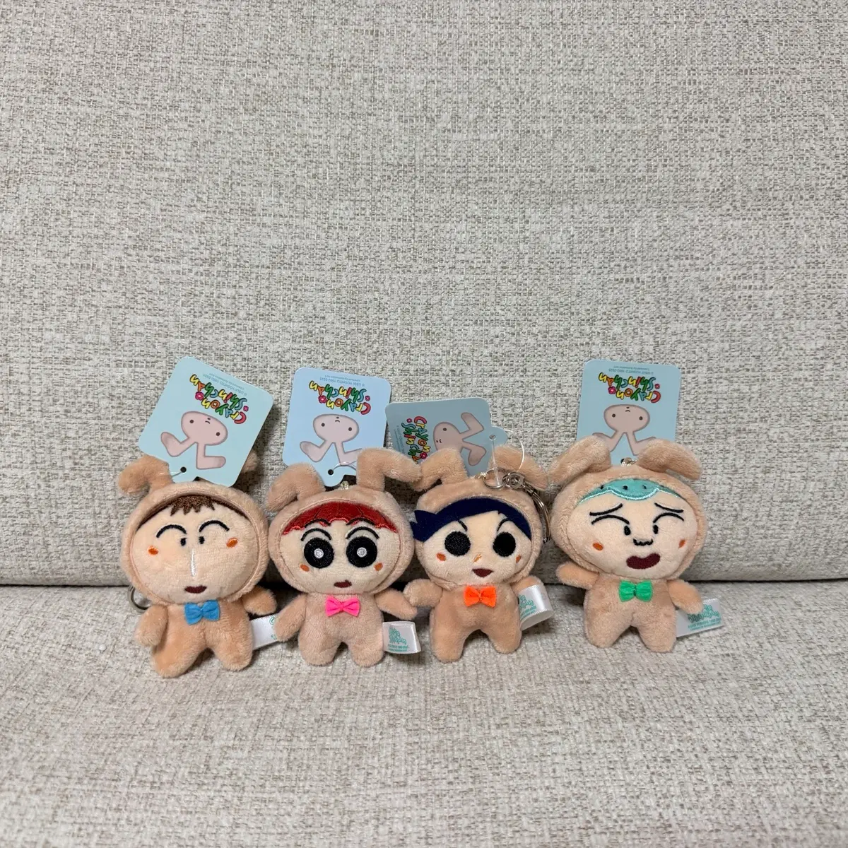 정품 짱구는 못말려 유리토끼 코스튬 맹구 수지 철수 훈이 키링 인형 8cm