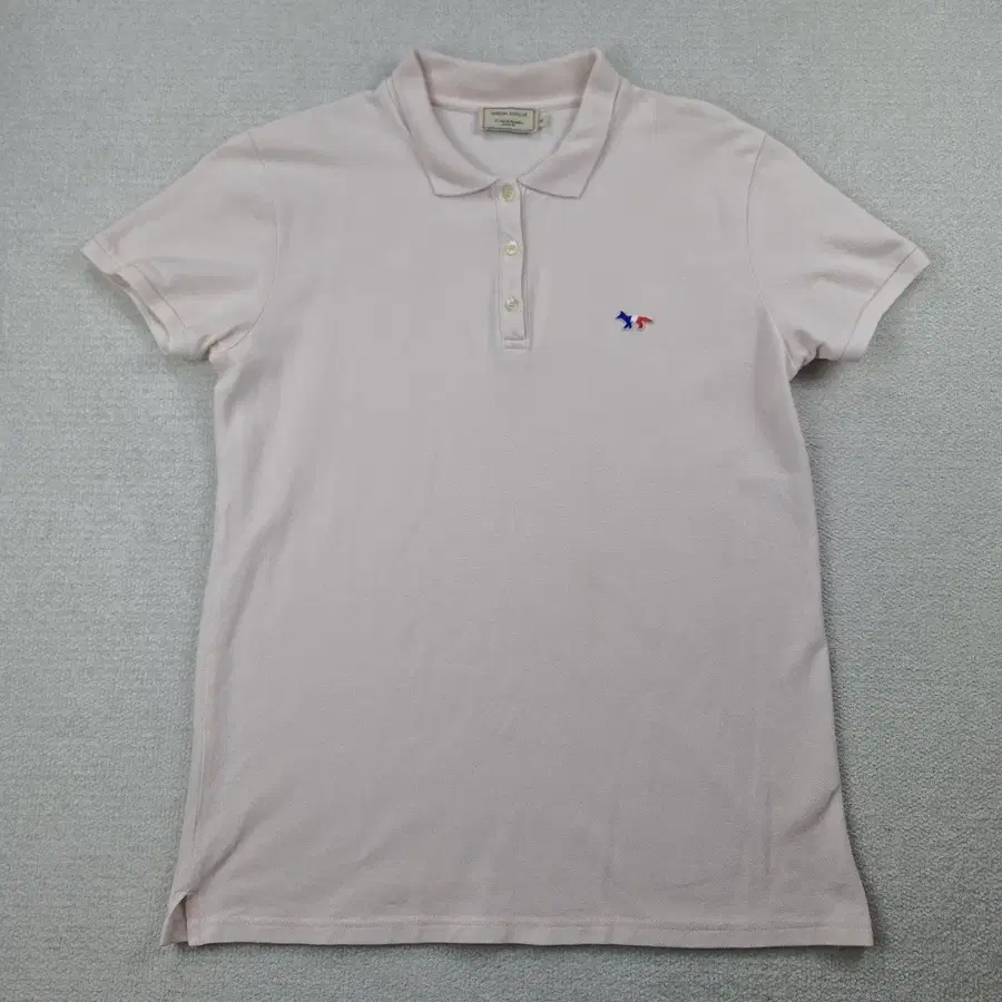 메종키츠네 트리컬러 폭스 패치 카라티 핑크