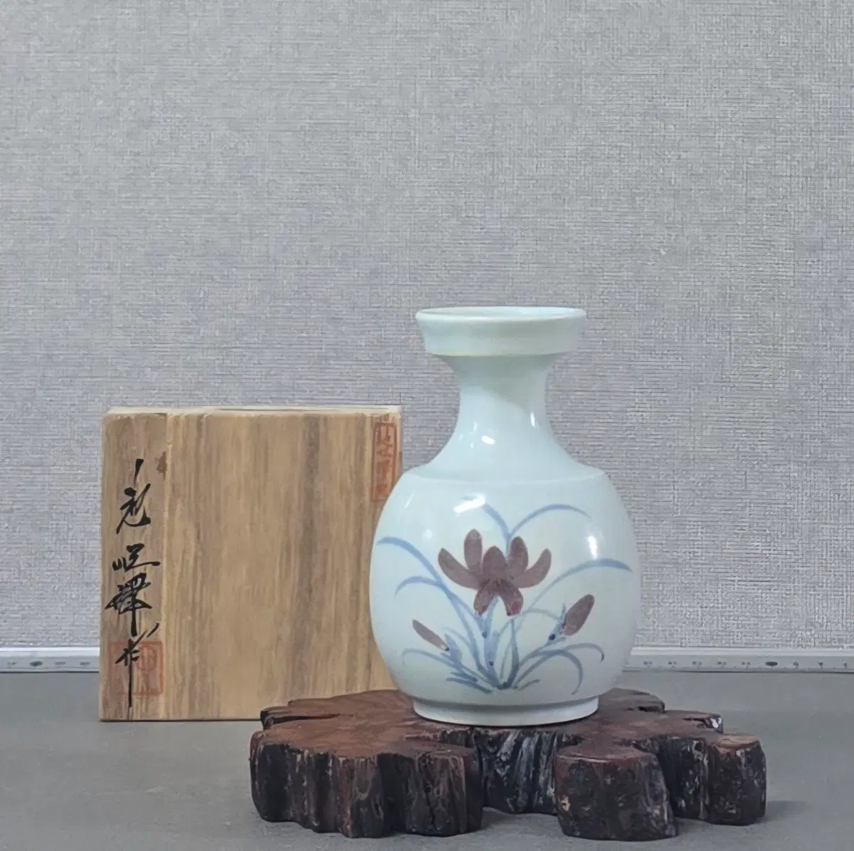 도암 지순탁 백자 청화 초문 광구병