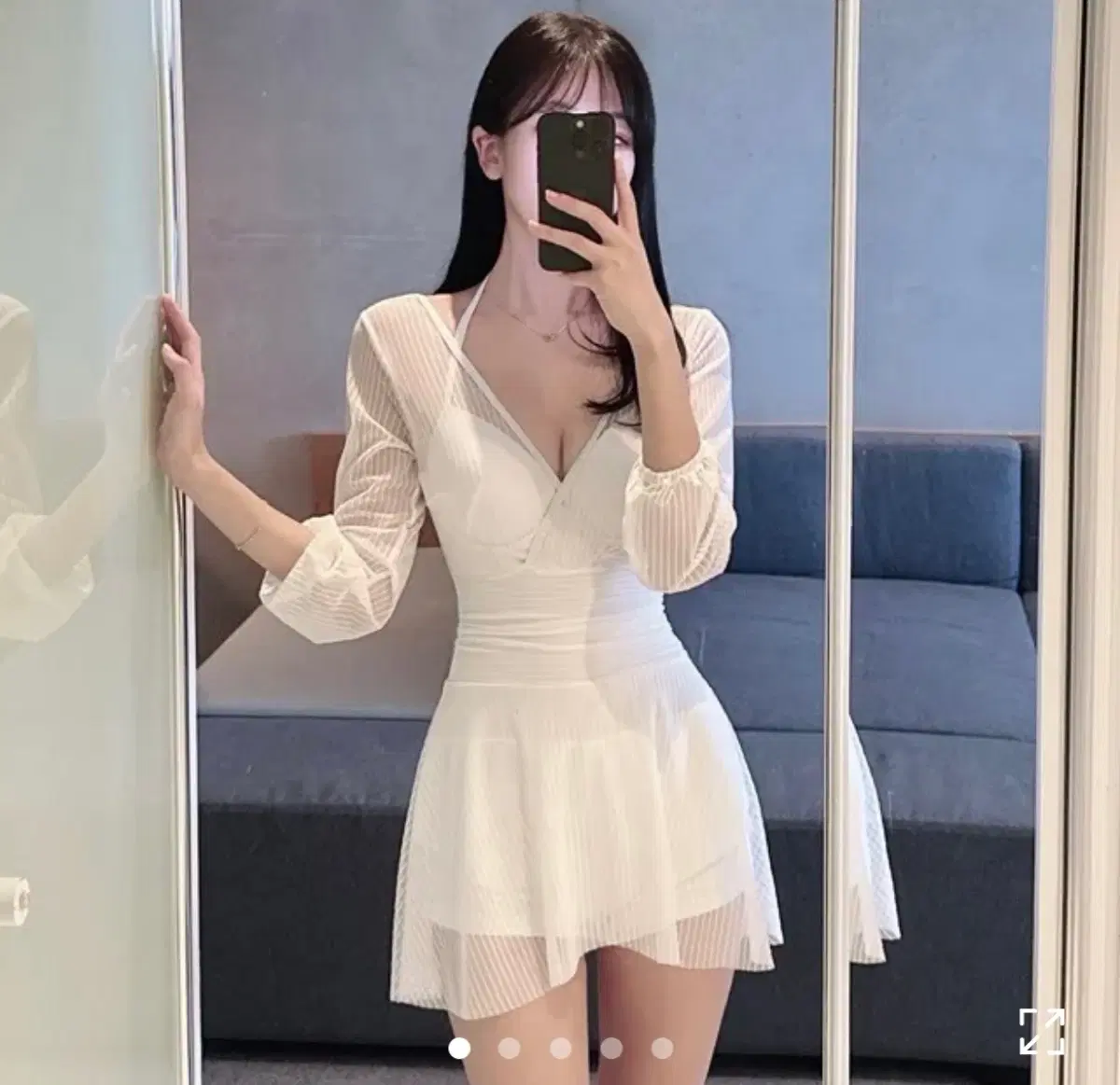 [무료배송] 시스루 홀터넥 원피스 모노키니 수영복