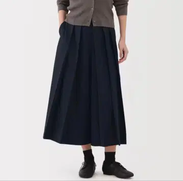 무인양품 잘 마르는 스트레치 하카마 팬츠 여성 네이비 M