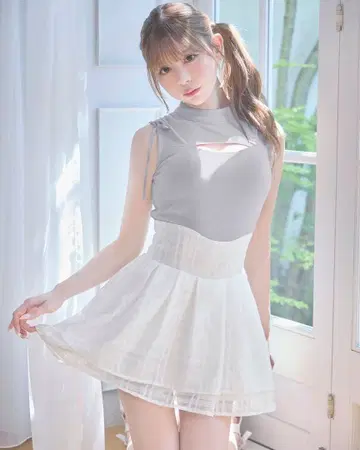 미셸 마카롱 프론트 오픈 미니 원피스