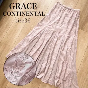 GRACE CONTINENTAL 자수 플라워 튤 롱 스커트