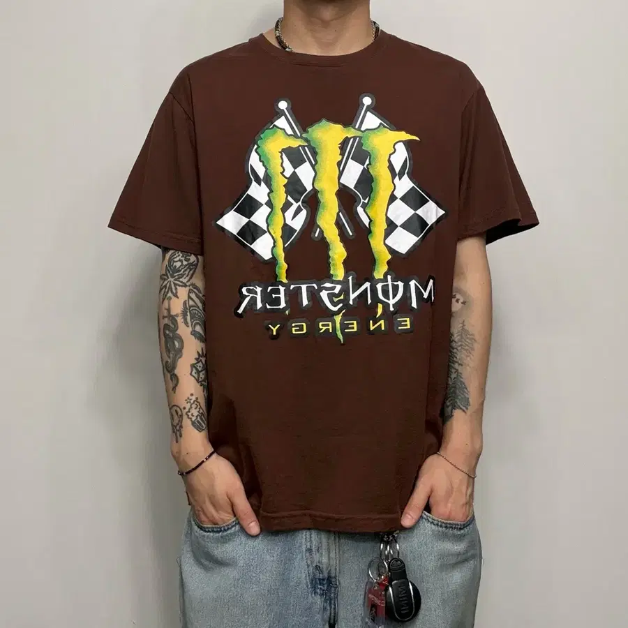 Monster 몬스터에너지 오피셜 빈티지 티셔츠 브라운