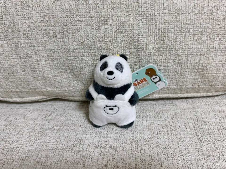 정품 위베어베어스 판다 멜빵 가방고리 8cm 키링인형