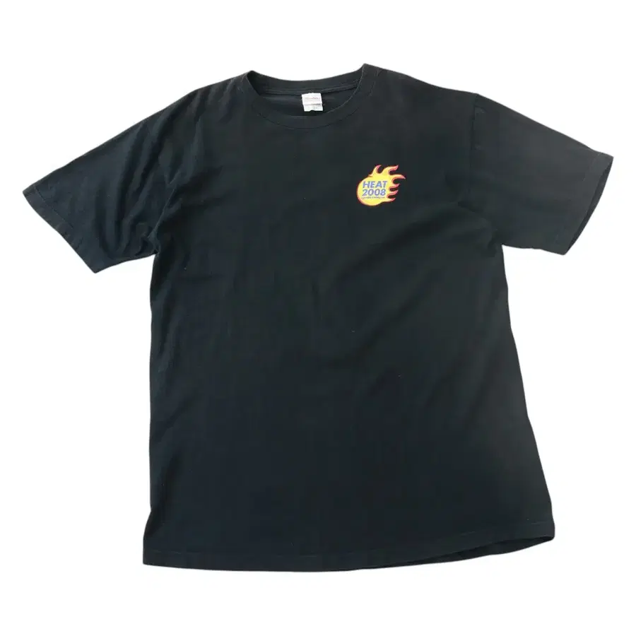 빈티지 HEAT 2008 불꽃 그래픽 블랙 반팔티셔츠 (XL)