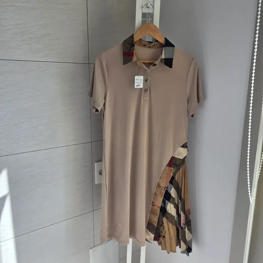 수입 카라 셔츠 원피스 베이지