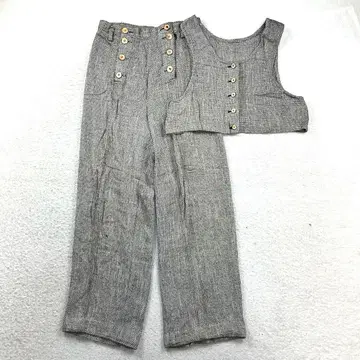 vintage 레이온 린넨 와이드 팬츠 뷔스티에 셋업