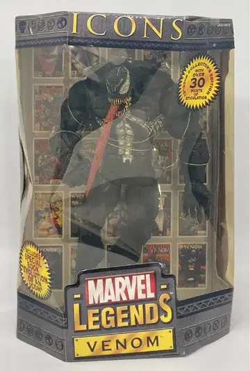 TOYBIZ ICONS VENOM (마스크 얼굴 / 블랙 피부 화이트 눈) 12인치