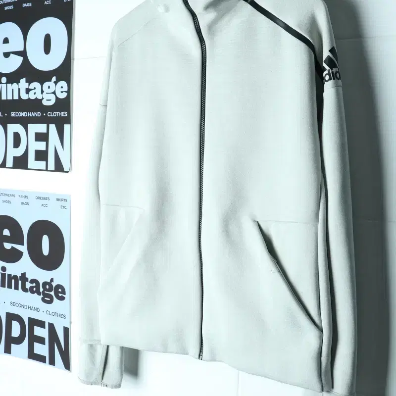 (L-XL) 아디다스 후드집업 라이트그레이 폴리 올드스쿨-H35706