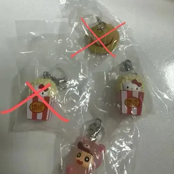 헬로키티 팝콘, 원피스 밀집모자, 짱구는 못말려 유리 메지루시/키링