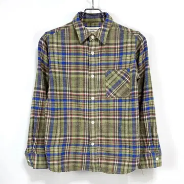 BEAMS BOY 워크 체크 옷깃 탈부착 셔츠 아메카지 스탠드 카라