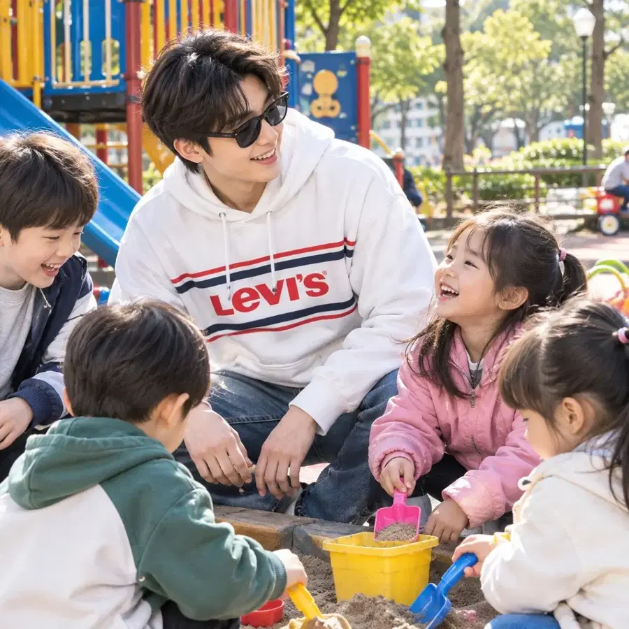리바이스 정품 빅로고 맨투맨 후드티 택L