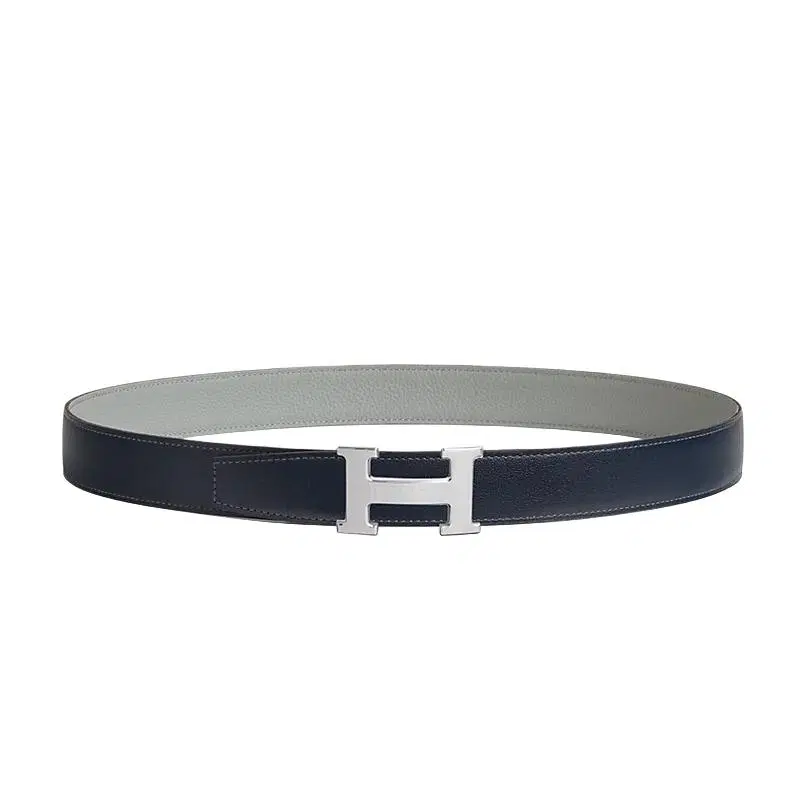에르메스 5382 포부르 벨트 버클 리버서블 양면 32mm 블루 마린 95 남성 가죽 벨트 H010758UK05