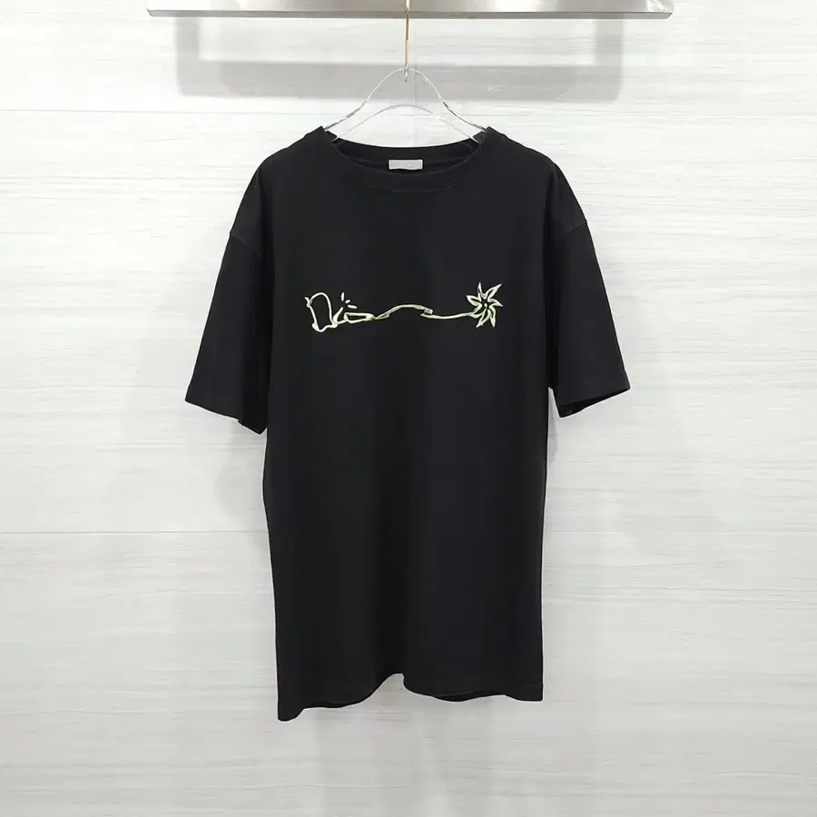 L / 디올 X 캑터스 잭 블랙 로고 반팔 티셔츠 283J685C0554
