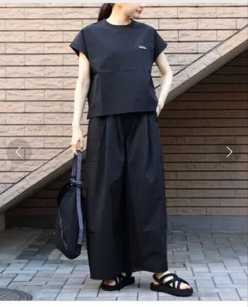 사우전드마일 프렌치 슬리브 팬츠 셋업 블랙