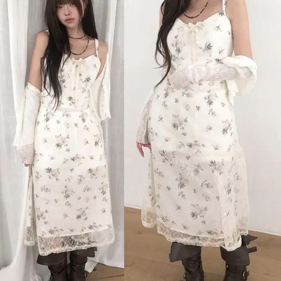 에이블리 카리나 st 원피스 키시 코딘 하트넥 레이스 플라워 롱 나시 드레스 옷 여성 판매