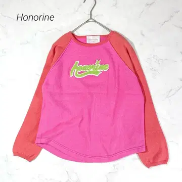 Honorine 캐시미어 니트 바이컬러 로고 와펜 핑크 래글런