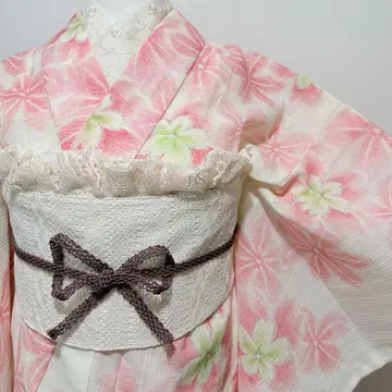 기모노 화이트 핑크 꽃 벚꽃 여름기모노 단의 화장 67 새상품급