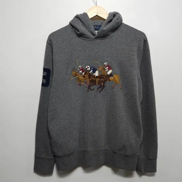 XS)POLO 폴로 랄프로렌 트리플포니 기모 후드티 그레이