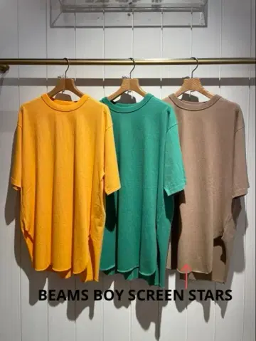 BEAMS BOY SCREEN STARS 별주 피그먼트 5부 소매 T셔츠