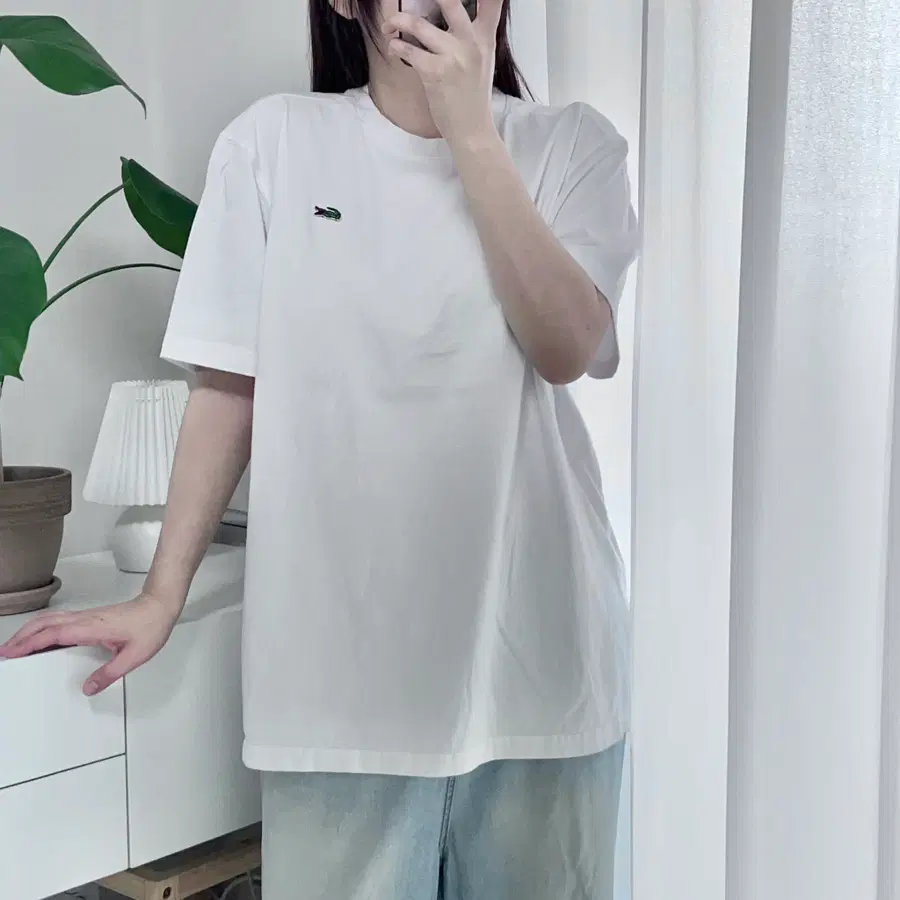 라코스테 화이트 라운드 반팔티 [ L ]