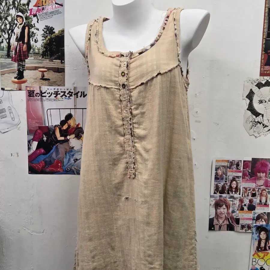 JPN 모리걸 베이지 버튼 원피스