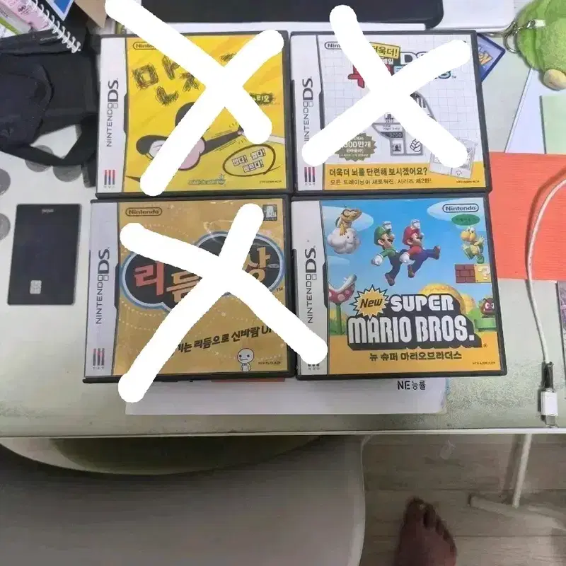 닌텐도 DS 게임 소프트 4종 (만져라 메이드 인 와리오, 리듬세상, 두뇌 트레이닝, 뉴 슈퍼 마리오 브
