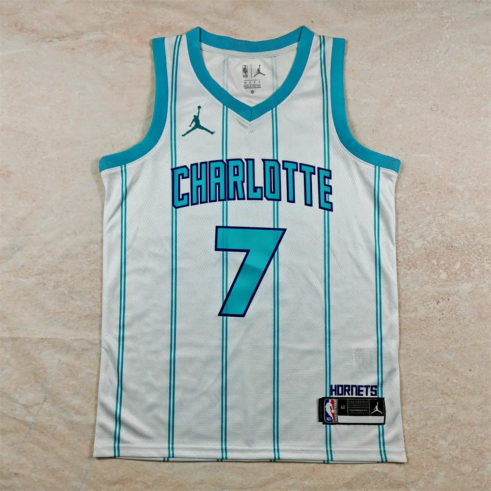 콘-크누펠 농구 유니폼 NBA 샬럿 호니츠 7호 화이트 핫 프레스
