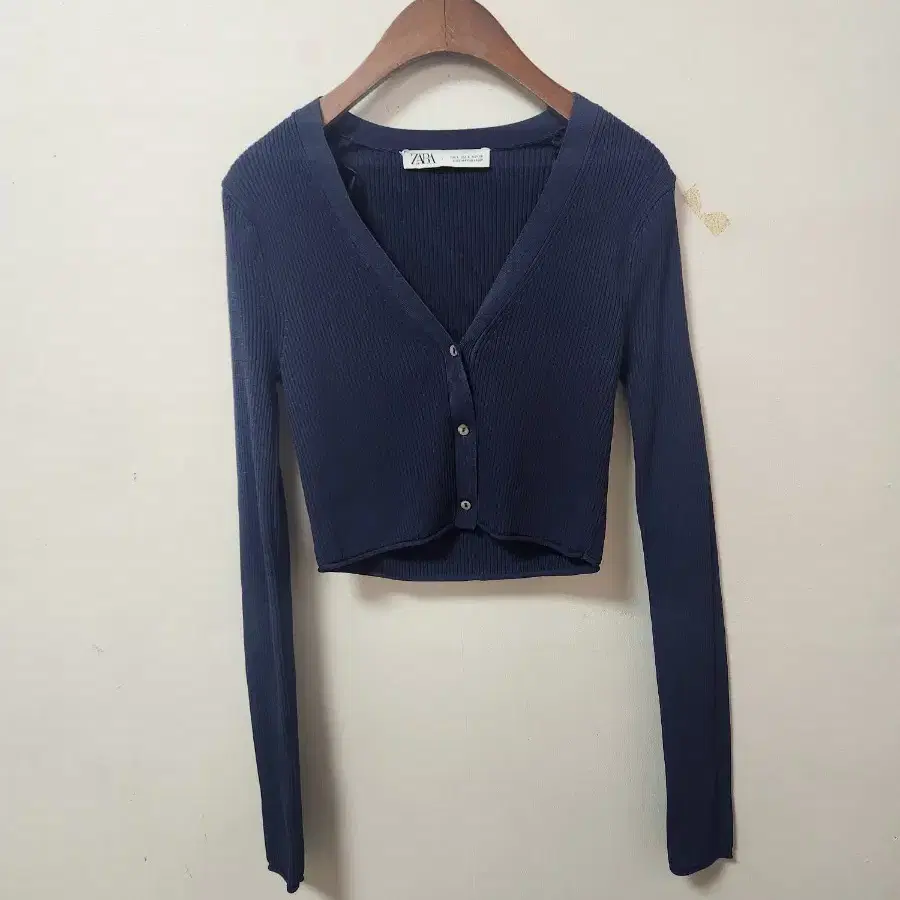 ZARA 네이비 크롭 여름니트 가디건 S
