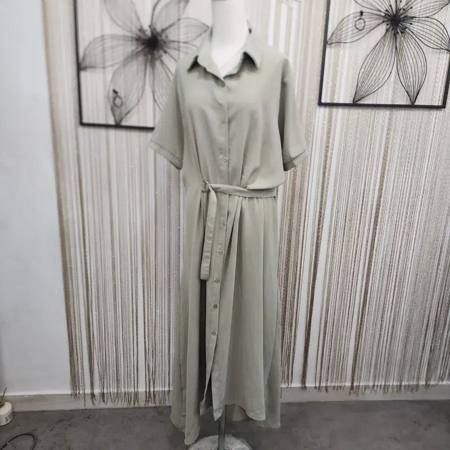 모던한 그린 셔츠 원피스 프리사이즈